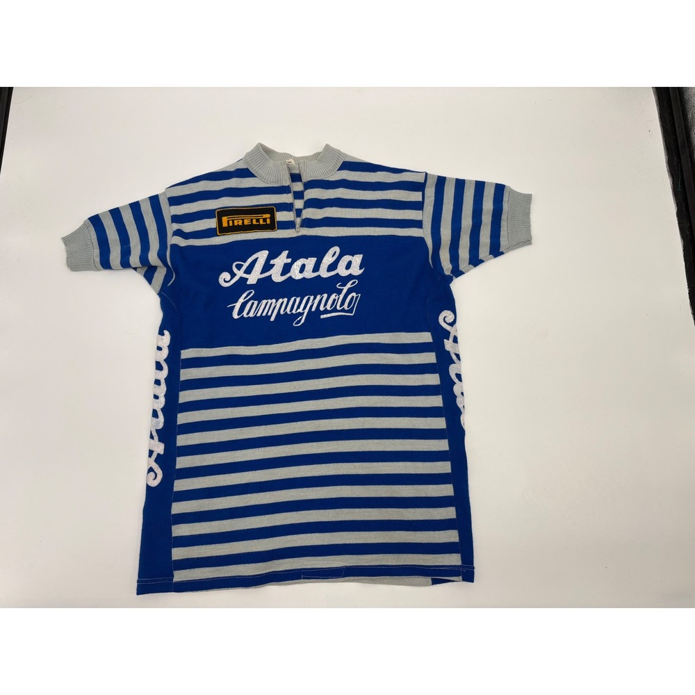 Vintage Castelli Atala Campagnolo Cycling Jersey Blue Striped Wool Blend Italy 6